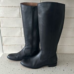 Kenneth Cole NY Mea Women’s Black Leather Knee-High Riding Boots Full Zip Sz 6.5